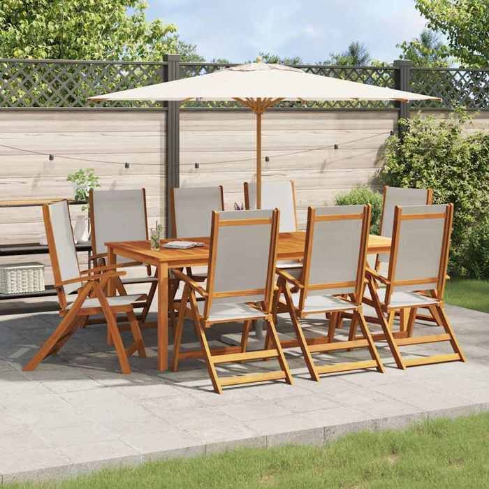 VIDAXL Chaises pliables de jardin 8 pcs Acacia et textilène