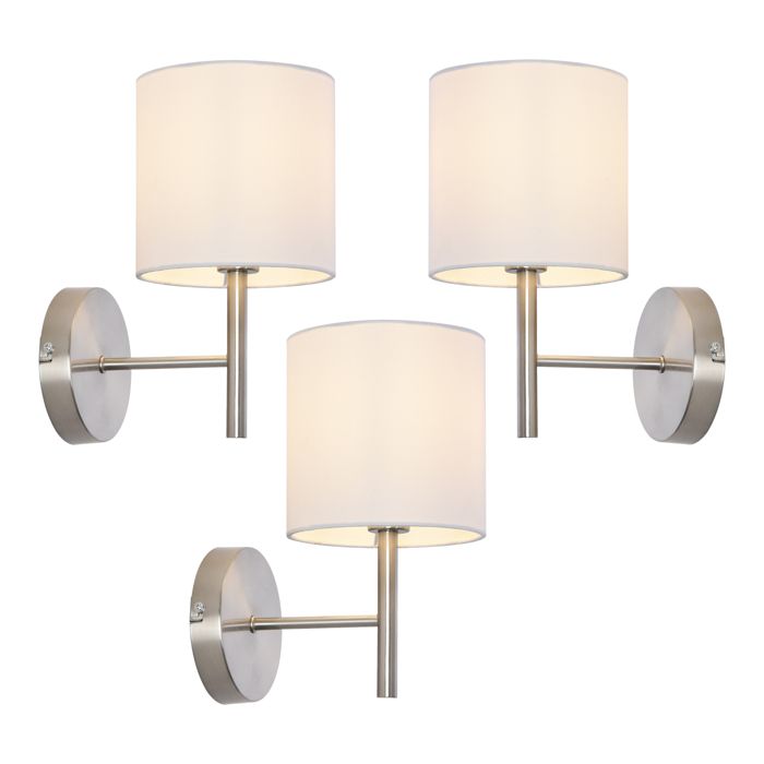 Lot de 3 appliques murales Winsford E14 argent blanc
