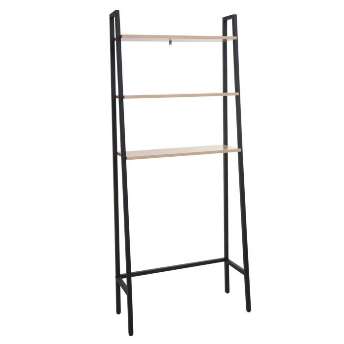 etagere sur pied pour salle de bain etagere pour machine a laver echelle design industrielle bois clair et metal 155x64x25 cm 04_0