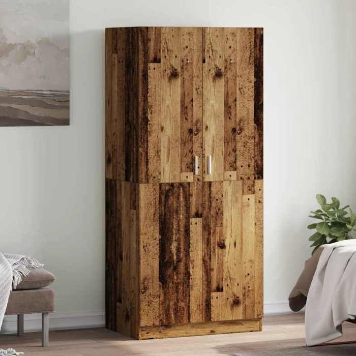 vidaXL Garde-robe vieux bois 90x52x200 cm bois dingénierie placard rangement pour vêtements armoire en tissu armoire de 855884