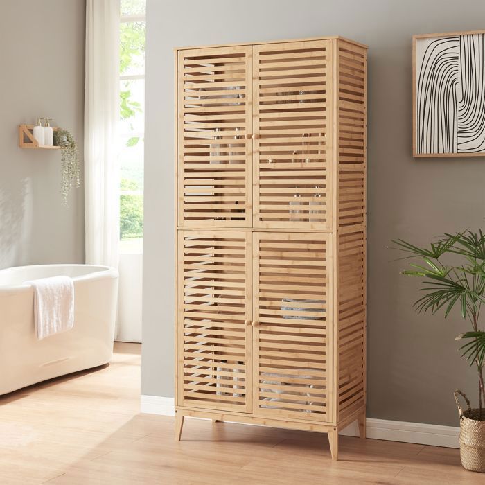 Armoire de salle de bain Raurgela bambou 180 x 80 x 40 cm naturel Armoire de salle de bain Raurgela bambou 180 x 80 x 40 cm naturel