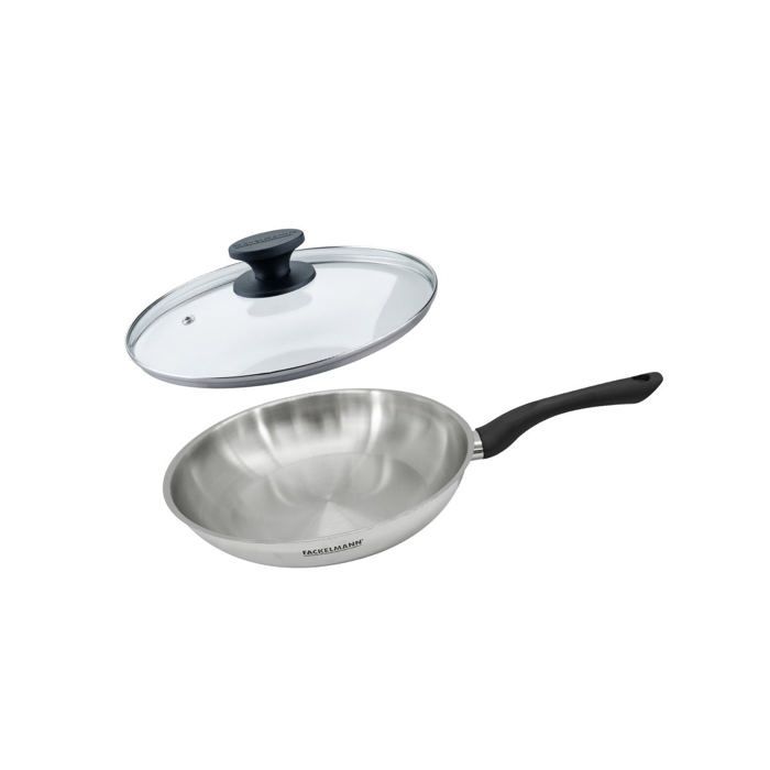 Set poêle 28 cm en inox et couvercle verre Fackelmann Geneva Set poêle 28 cm en inox et couvercle verre Fackelmann Geneva