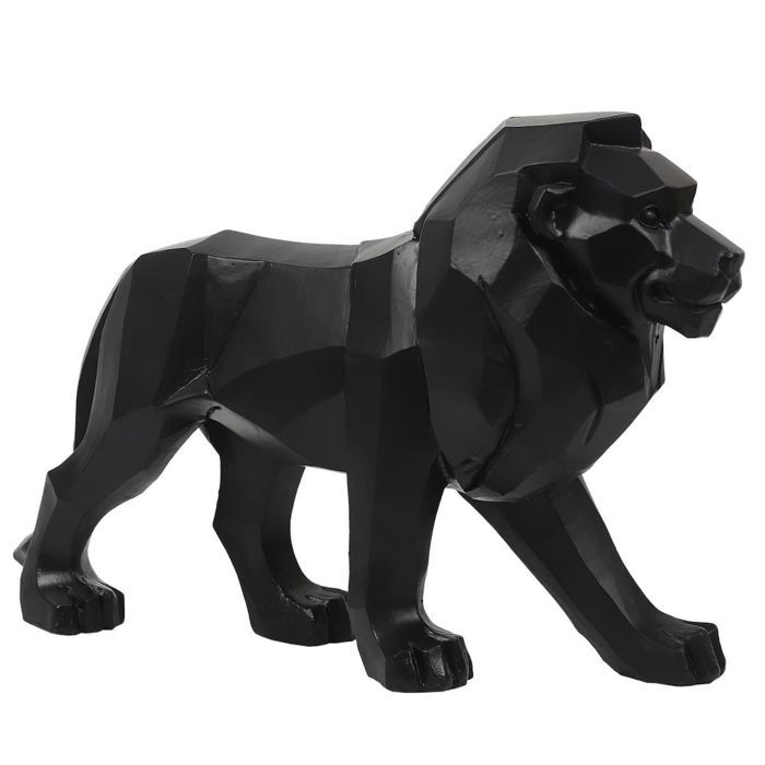 Statue lion noir style origami en polyrésine (L33 cm) Statue lion noir style origami en polyrésine (L33 cm)