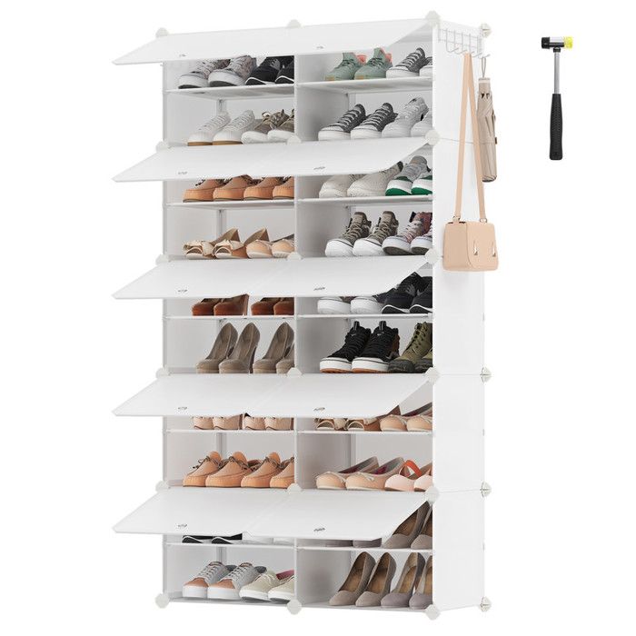 Étagère à Chaussures - SONGMICS - 10 Compartiments - Modulable - Blanc Nuage
