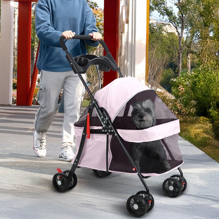 Comparer les prix de Poussette pour Animal de Compagnie Tissu Oxford Jusquà 10kg Pliable Pour chiens et chats de petite/moyenne taille Rose