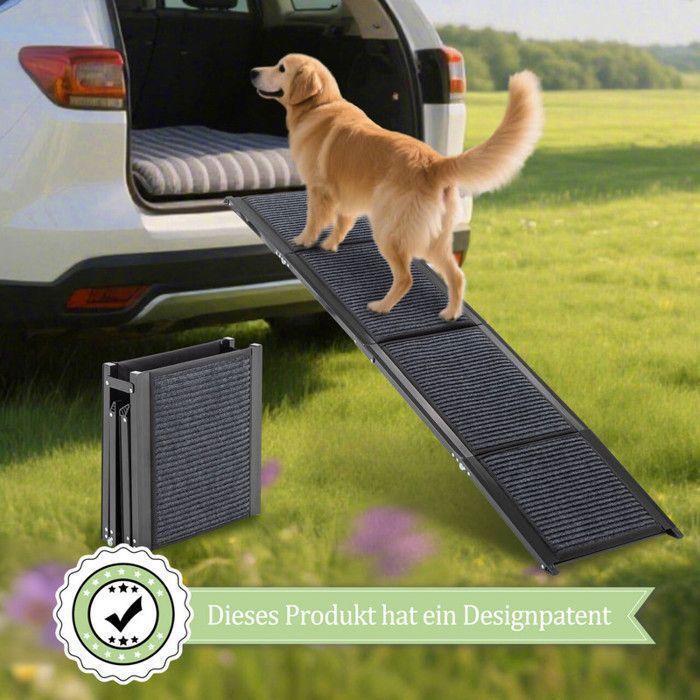 Meilleurs prix pour Rampe pliable pour chiens 158x44 cm antidérapante charge maximale 110 kg convient pour voiture et canapé - THANADDO