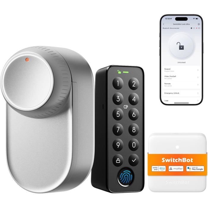 Serrure Intelligente SwitchBot Ultra WiFi avec Écran Tactile et Empreinte Digitale