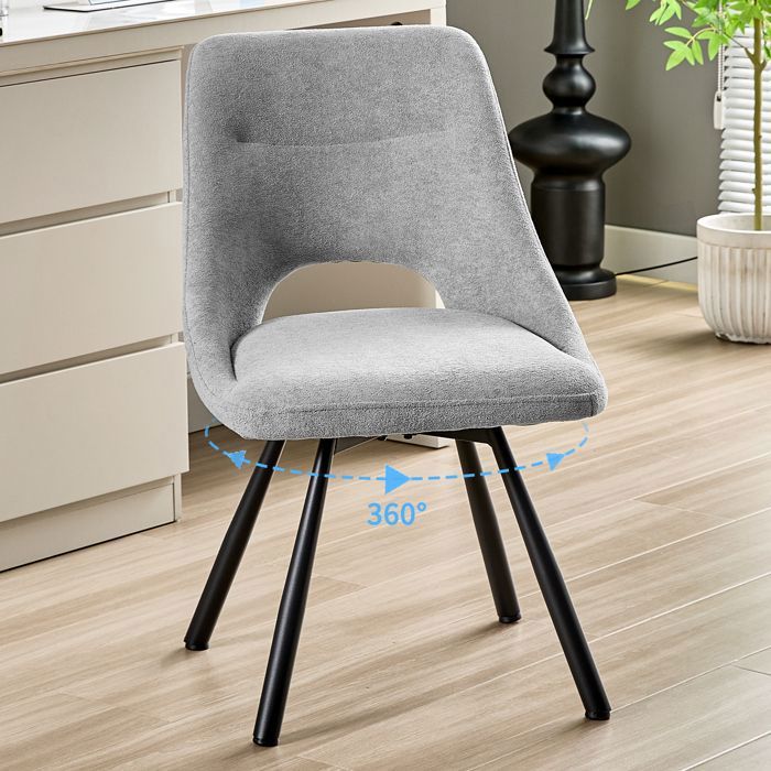 Fauteuil salon - WAFTING - WAFTING - Pivotant 360° - Tissu coton imitation cachemire - Pieds métal gris