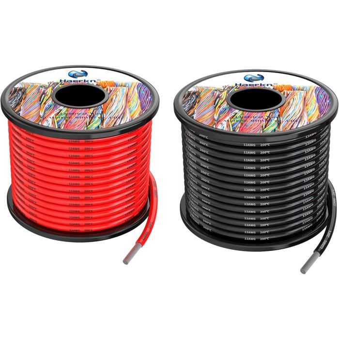 Fil Électrique Silicone 3.3mm² 12AWG Fil Toronné Cuivré Résistant Haute ...