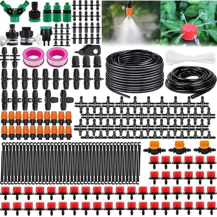 Système dirrigation Jardin 340Pcs Kit dirrigation Goutte 55m+15m Kit Arrosage AutomatiqueKit dirrigation Goutte à Goutte Syst