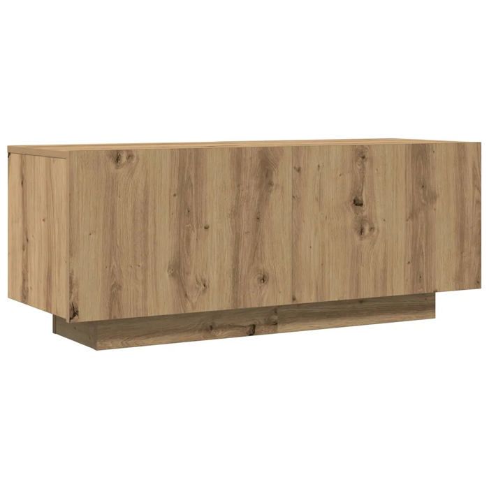 Meuble TV - HELLOSHOP26 - Meuble TV chêne artisanal 100x35x40 cm - Bois dingénierie - Résistant à lhumidité - Mat