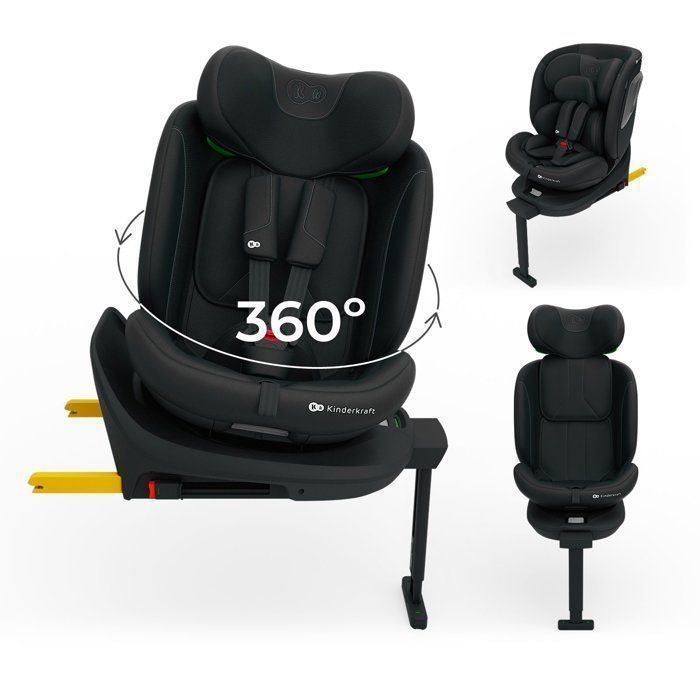 Siège Auto Kinderkraft I-360 2 PLUS i-Size 40-150 cm ISOFIX pivotant 360° RWF/FWF AIR FLOW Noir