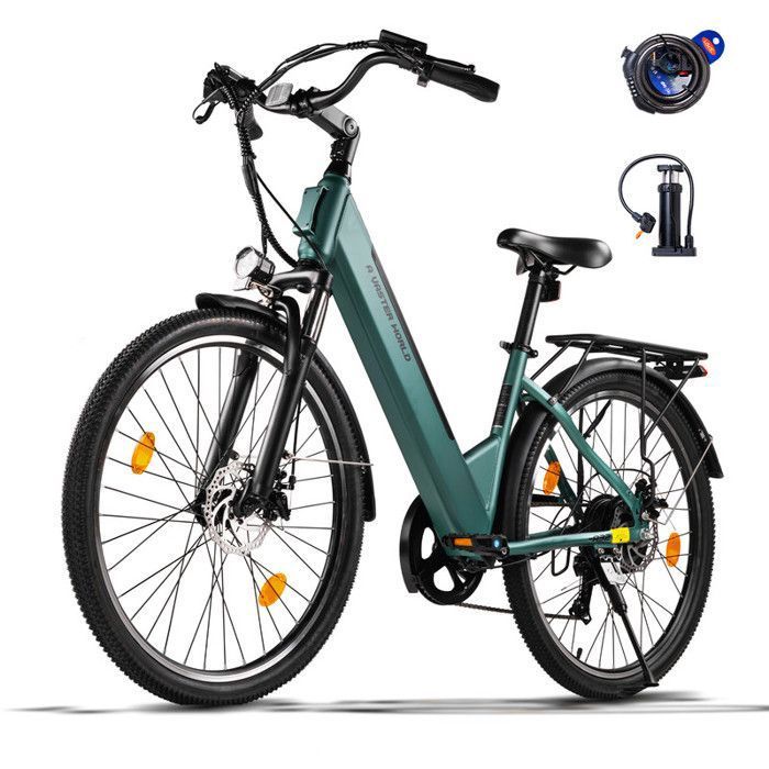 Antgooat Cityrun Vélo électrique 26 Pouces – Moteur 250W, Batterie 36V 10Ah, Autonomie 40-80km, Panier Avant, Siège Enfant Adaptable, 25km/h