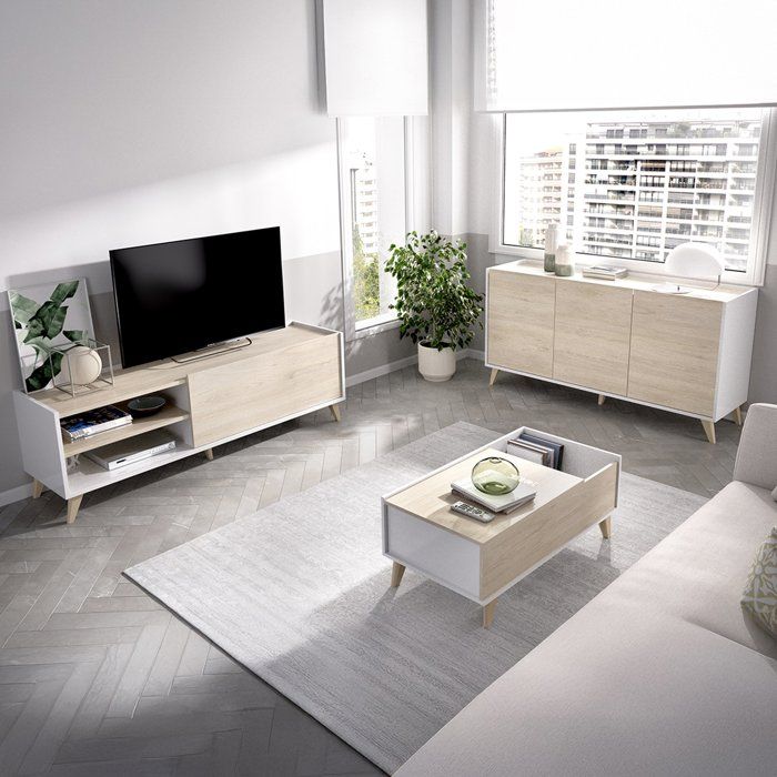 Ensemble Meubles de Salon Tellur Dmora en Bois Nobilité Chêne Marron Ensemble Meubles de Salon Tellur Dmora en Bois Nobilité Chêne Marron