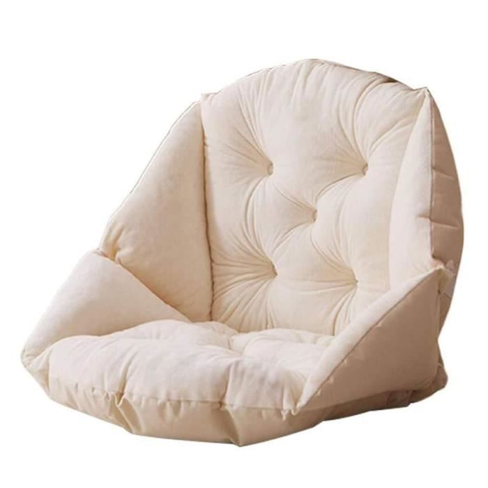 Coussin de Chaise avec Dossier siège Coquille Fauteuil Velours Douillet Elastique Impermeable Beige 55*45cm