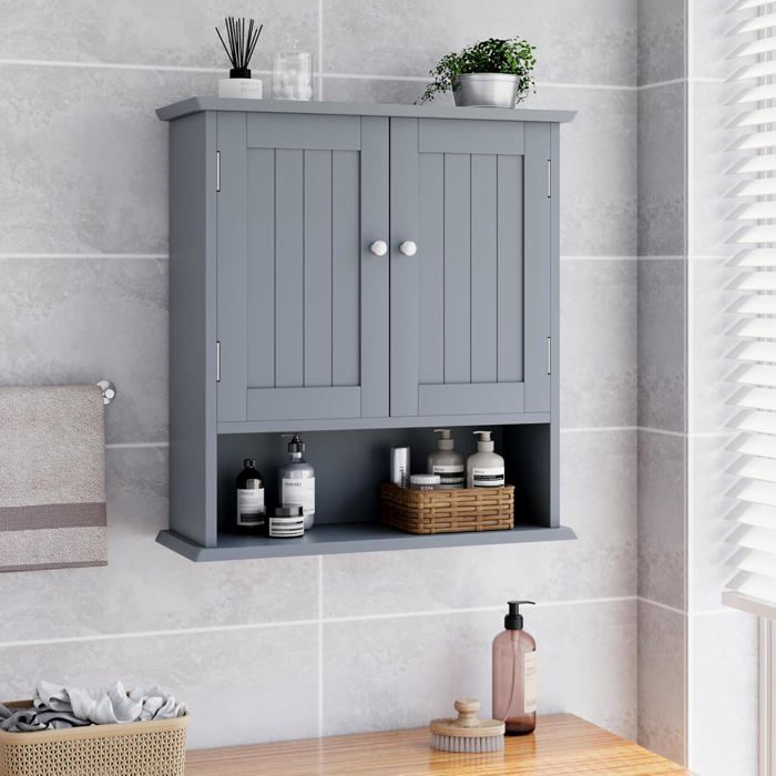 Armoire murale de salle de bain - armoire à pharmacie murale -armoire de rangement au-dessus des toilettes avec portes et étagères