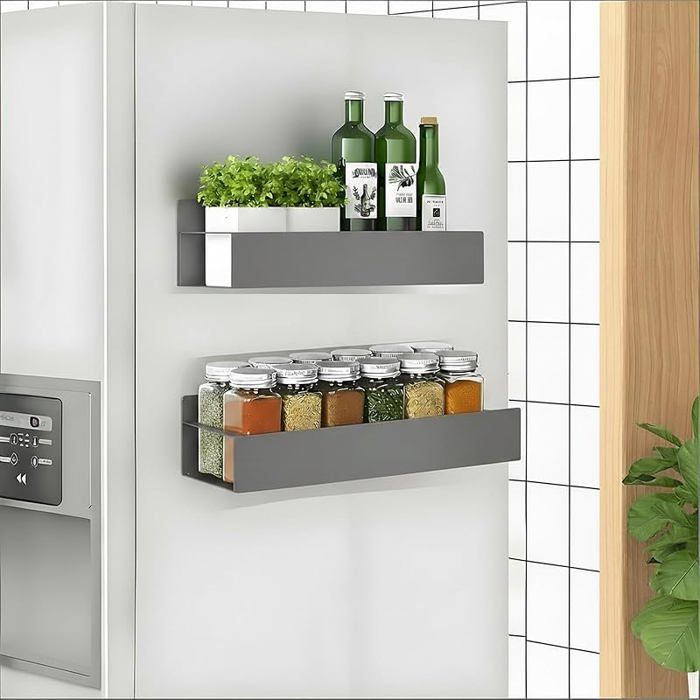 Etagere Magnetique Frigo Lot de 2 Etagere Aimantée pour Frigo avec 4 Crochets Métal Porte Épice Magnétique Lot de MEUBLE A EPICES