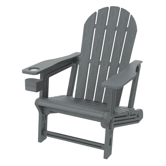 Chaise adirondack ML-Design gris en plastique HDPE aspect bois avec porte-gobelet pour extérieur Chaise adirondack ML-Design gris en plastique HDPE aspect bois avec porte-gobelet pour extérieur