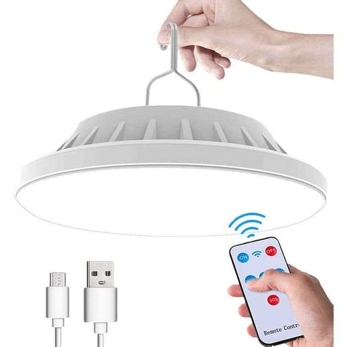 Lampe de Camping Solaire LED Rechargeable par USB avec Télécommande 5 Modes Lumière de Tente IPX7 Étanche