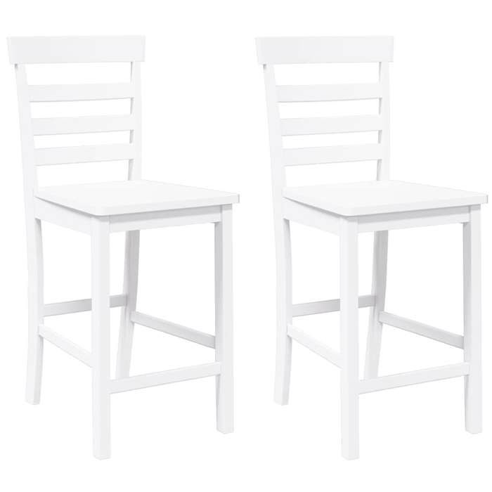 Les SoldesTabourets de bar - Tabourets Cuisine - (2 pcs) - 2 personnes - blanc bois massif dhévéa(41x49x96 cm) hru74l