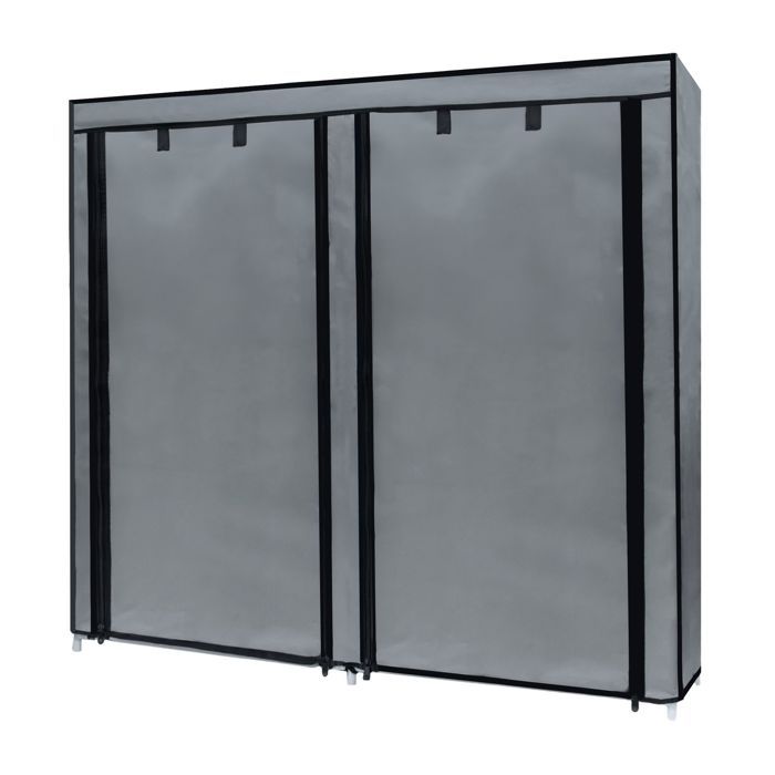 Armoire pliante en tissu 116 5 x 30 x 114 cm gris cendré - penderie dressing zippé 12 compartiments étagère à chaussures