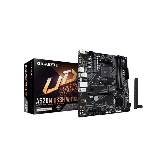 Carte mère GIGABYTE A520M DS3H WIFI6E AMD A520 AM4 DDR4 Micro ATX WiFi 6E Bluetooth 5.3 - vue 6