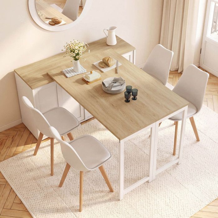 Buffet extensible table à manger rotative et pliable Buffet extensible table à manger rotative et pliable