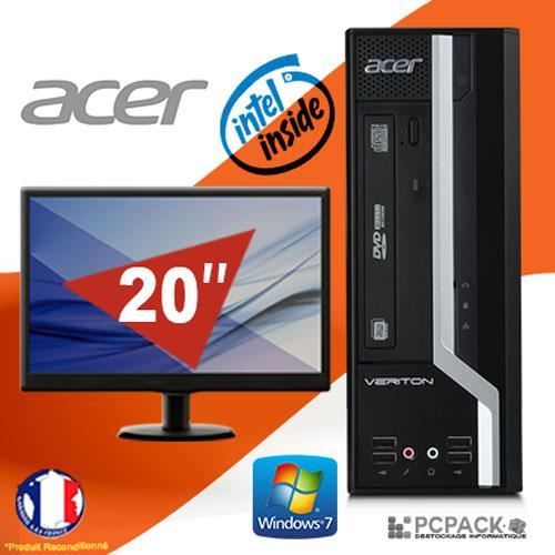 Unité Centrale – PC BUREAU ACER Veriton X2611G Intel 2.60Ghz 4Go 500Go WIN 7 + ECRAN 20