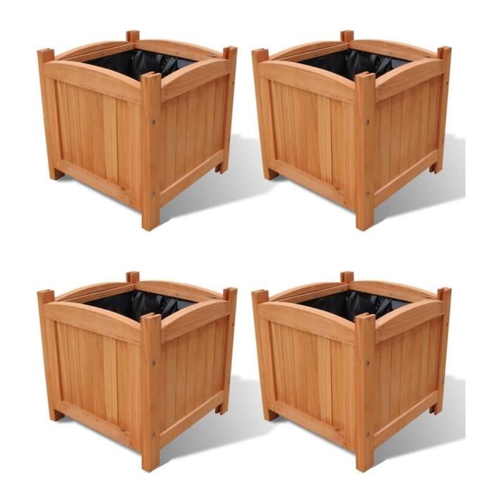 Jardinières - AKOZON - AKO7646491633933 - Bois massif - 30 x 30 x 30 cm - Lot de 4 pcs