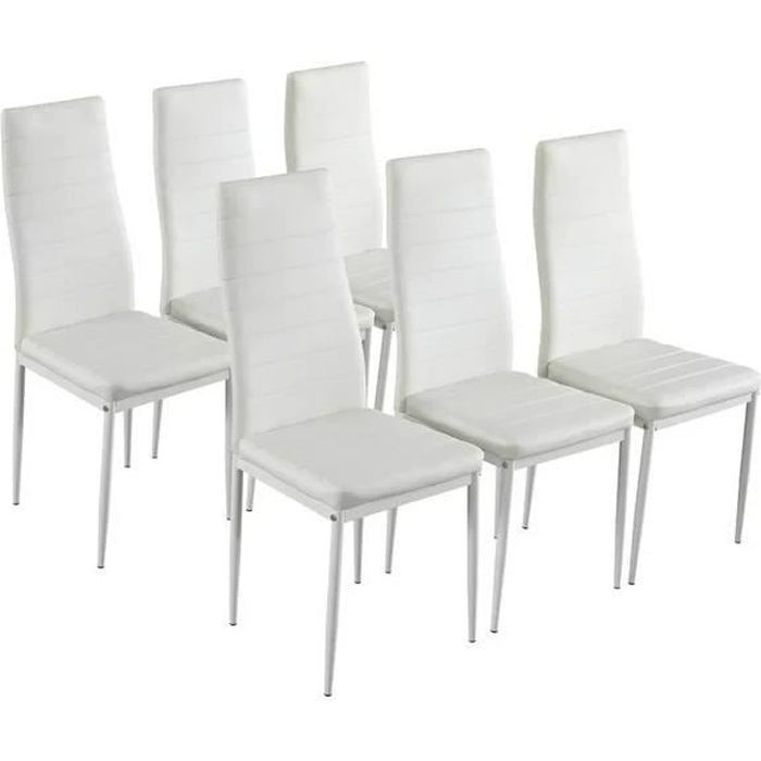 alightup lot de 6 chaises de salle à manger tapissées en pu, blanc