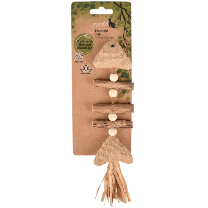 Meilleurs prix pour Poisson Topsy en bois Matatabi nature 21 x 2.5 cm jouet pour chat. - animallparadise