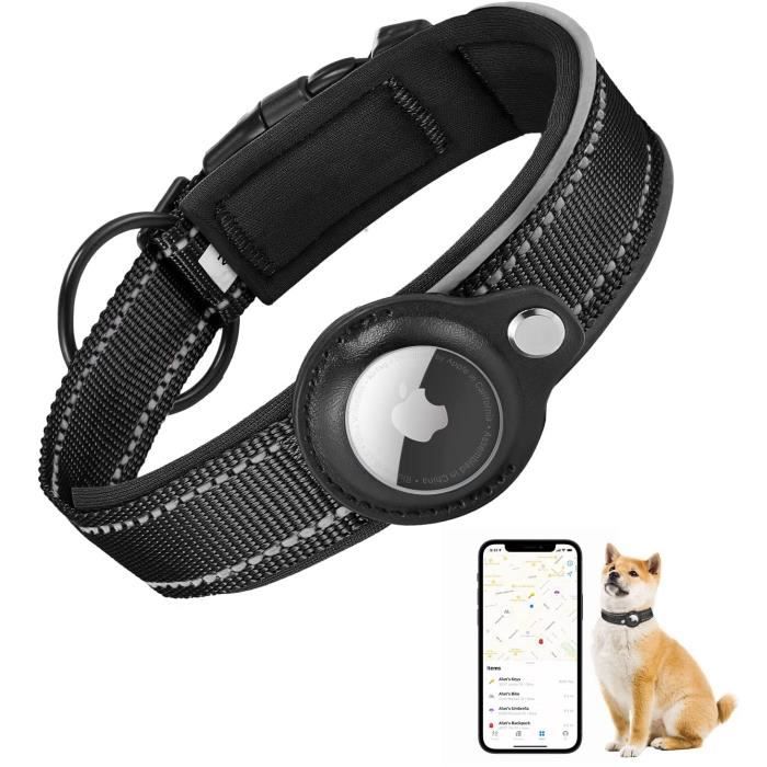 Comparer les prix de Collier Chien Rembourré pour AirTag - AQSACOKIYA - Pour Petits, Moyens, Grands Chien - Noir