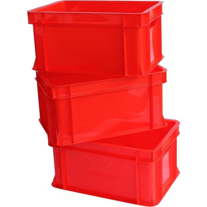 3x Mini caisse rangement plastique Rouge ARTECSIS - 11L - 35x24x18cm ...