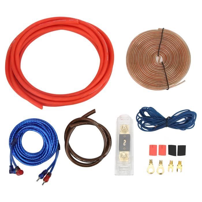 Cable De Demarrage Voiture Foreverup Kit Câbles Amplificateur Voiture 1500W 10GA - Câble Alimentation 10 Gauge Avec Porte-Fusible 60A Kit Câbles Ampli Voiture
