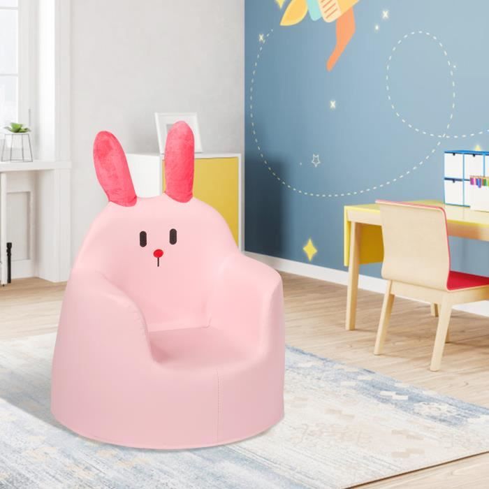 Costway Fauteuil Pour Enfant En Forme De Lapin Rose Cadeau Pour Enfants 9 36 Mois En Pvc Pu Charge Max 30kg 49x49x43cm Cdiscount Puericulture Eveil Bebe
