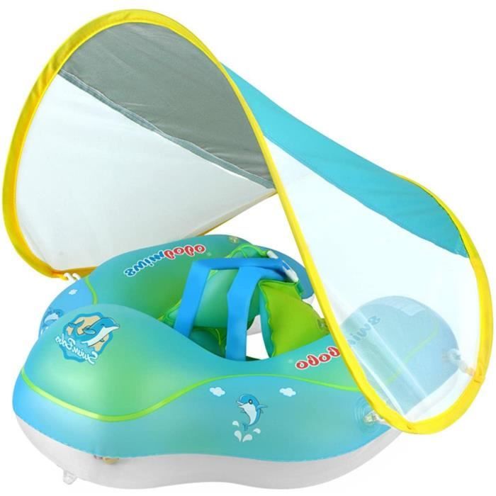 Flotteur Piscine Bébé 3-24 Mois – Avec Pare-Soleil UPF 50+, Assise Sécurité, Sans Gonflage, Couverture Mousse Perlée
