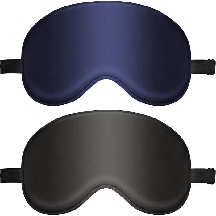 Lot De 2 Masques De Nuit En Soie - Anti-Lumière, Confortable Et Léger - Idéal Pour Voyager