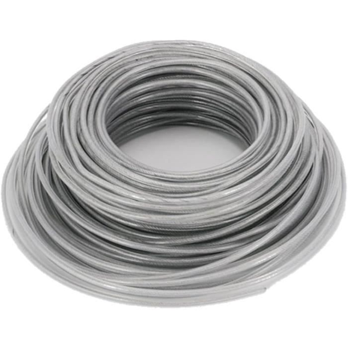 Fil De Coupe 2 Mm X 30 M Pour Débroussailleuse - Fil Acier Robuste Avec Gaine Nylon Pour Tondeuse Et Coupe-Bordure