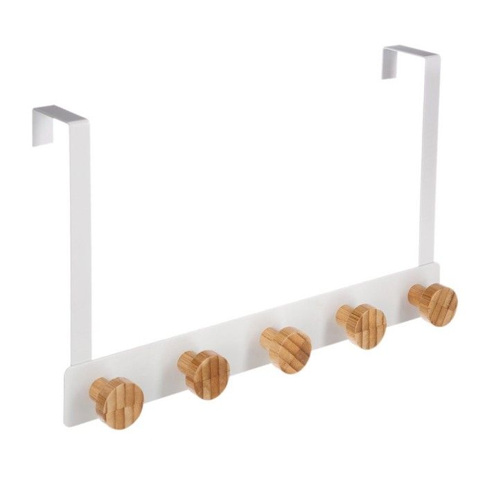 Patère métal bambou 5 têtes pour porte blanc