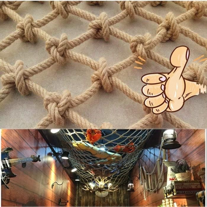 Bandezid Filet Corde De Chanvre Filet De Sécurité Filet D'escalier Sécurisé For Enfants Cloison De Séparation Bâche De Protection Escalade En Plein Air- Corde De Chanvre 1x5m(3.3x16.4ft