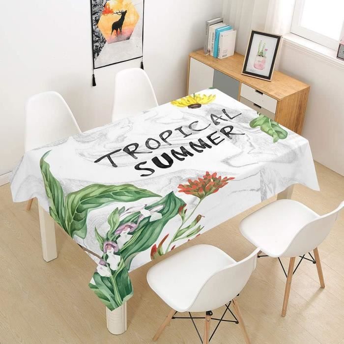 Hiseng Nappe Rectangulaire Imperméable, 3D Plantes Tropicales Imprimé Anti Tache Lavable Nappes Entretien Facile pour Cuisine Jardin Picnic Party Exterieur de Table (Été,140x180cm Hiseng Nappe Rectangulaire Imperméable, 3D Plantes Tropicales Imprimé Anti Tache Lavable Nappes Entretien Facile pour Cuisine Jardin Picnic Party Exterieur de Table (Été,140x180cm