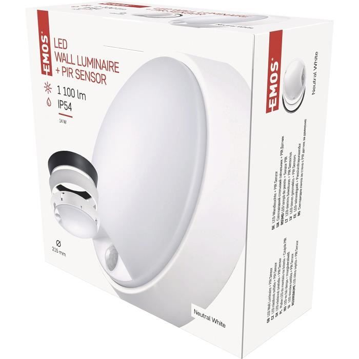 BRILONER Plafonnier LED Avec Détecteur De Mouvement 12W - IP54 - Blanc Chaud 3000K - Idéal Salle De Bain Et Cuisine