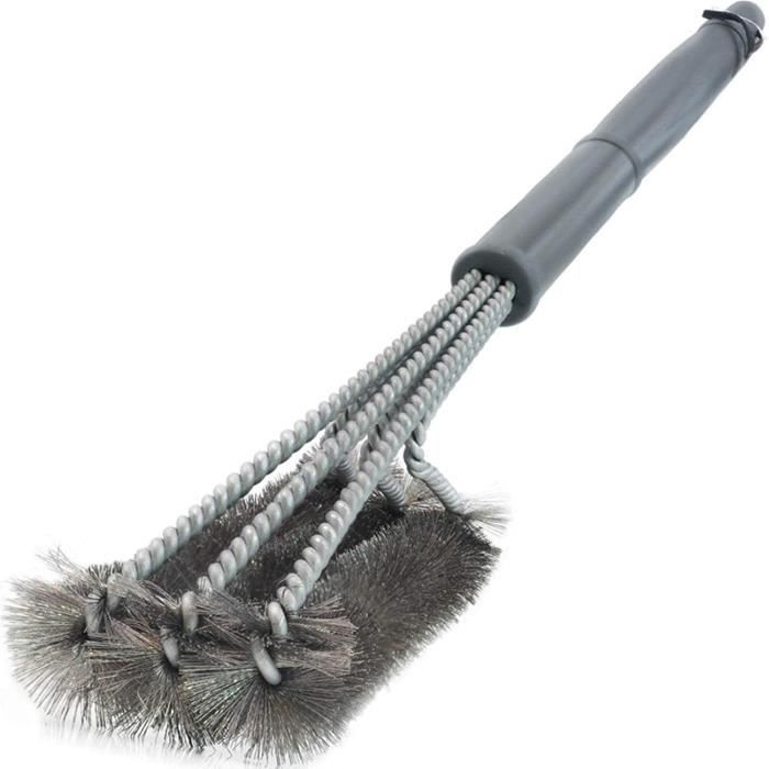 Brosse De Nettoyage Pour Barbecue - 45,7 Cm, Poils Acier Inoxydable + 2 Brosses Silicone - Nettoyage Facile - 9