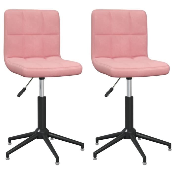chaise de cuisine pivotante en velours rose - lot de 2 - neuf design