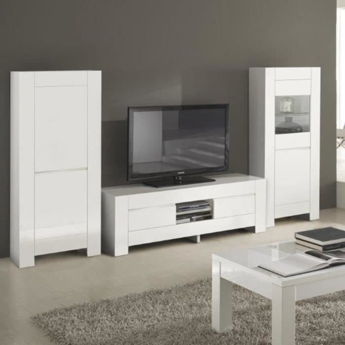 Meuble Tv Blanc Laque 180cm Bianco Blanc L 180 X P 48 X H 55 Cm