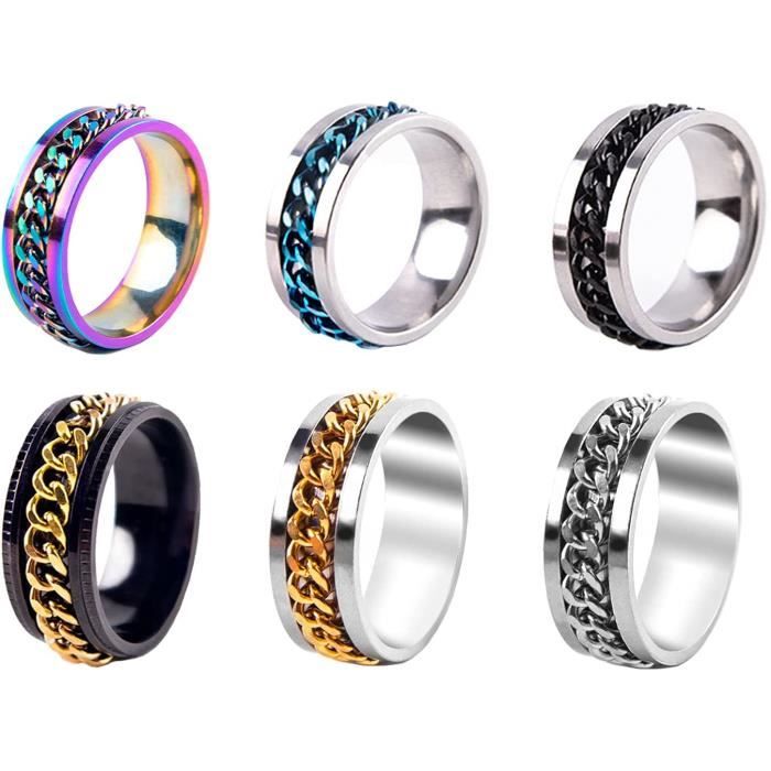 Bague Homme Acier Inoxydable Rotative Décapsuleur – Bague Anxiété Cool Multifonction