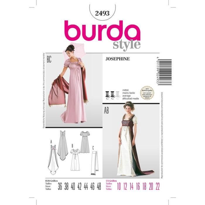 Patron Burda 2493 Historique Robe