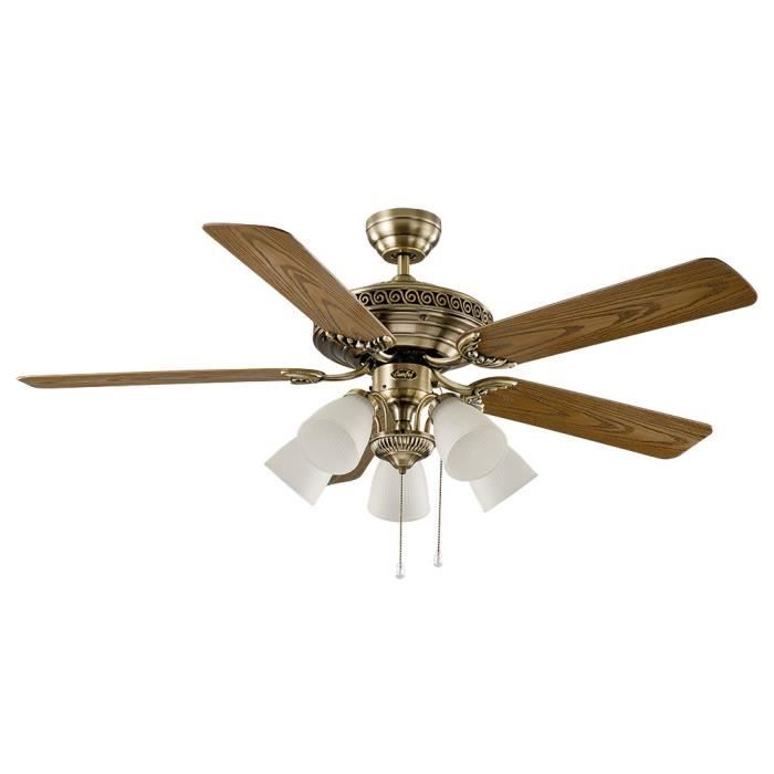 Ventilateur De Plafond Classique Laiton Antique Pales Noyer Hetre Avec Luminaire 132 Cm Casafan Centurion 513243 Achat Vente Ventilateur De Plafond Cdiscount