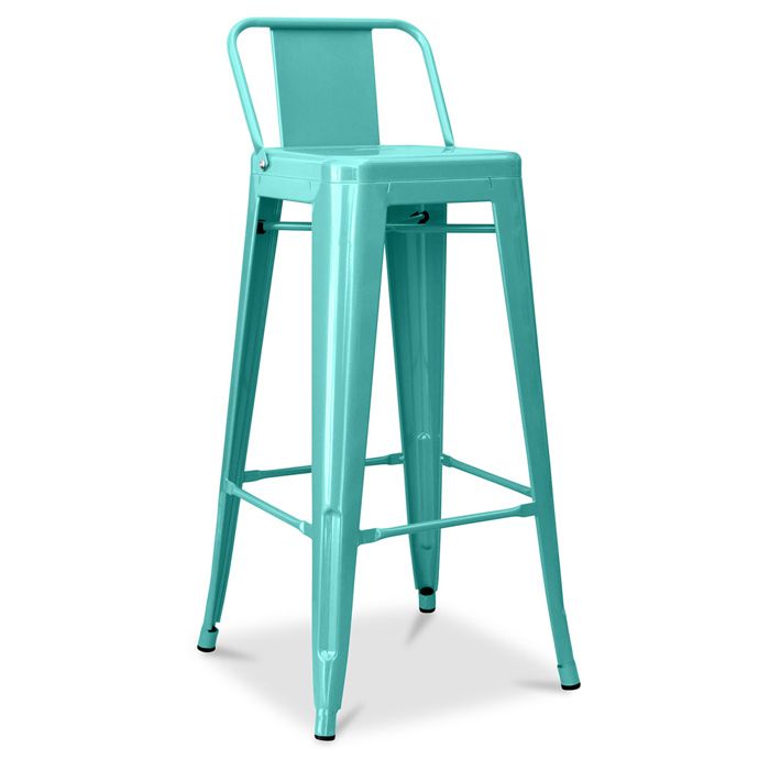 Tabouret de bar avec dossier - Design industriel - 76cm - Nouvelle édition -Metalix Vert pastel