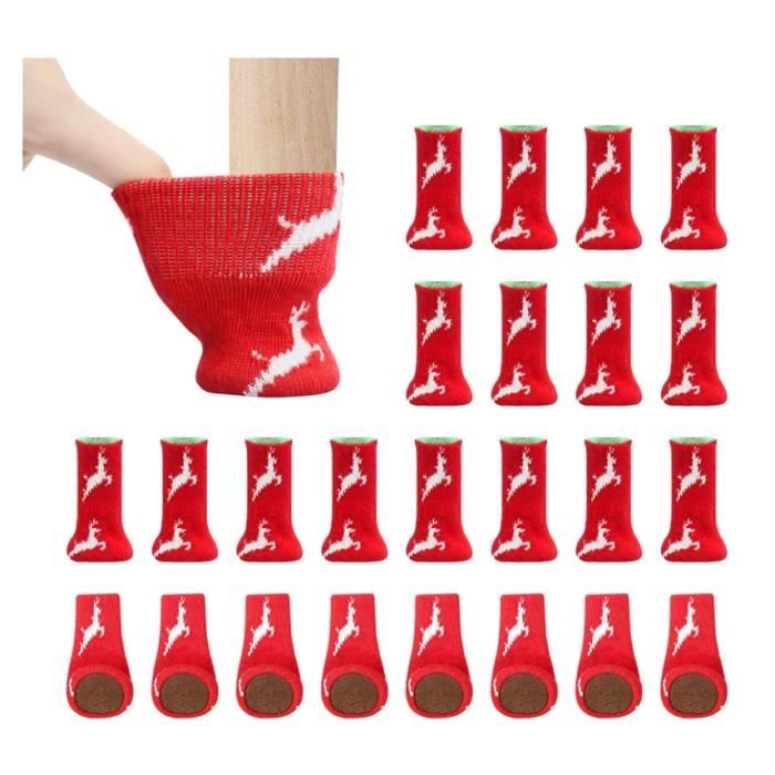 Chaussettes de protection - 24pcs - Rouge - Mixte - Protège le sol des rayures